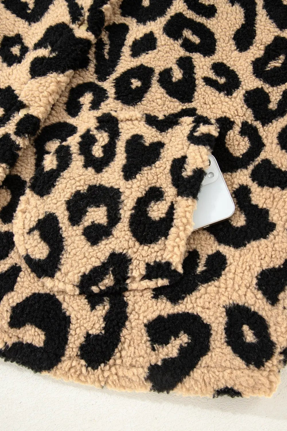 Premium Khaki Leopard Sherpa Button Front Plus Size Vest Jacket Dear-Lover Dropshipping